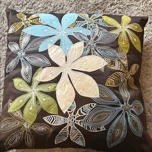 Elegant Floral Accent Pillow with Embroidery by Pier 1 Imports
